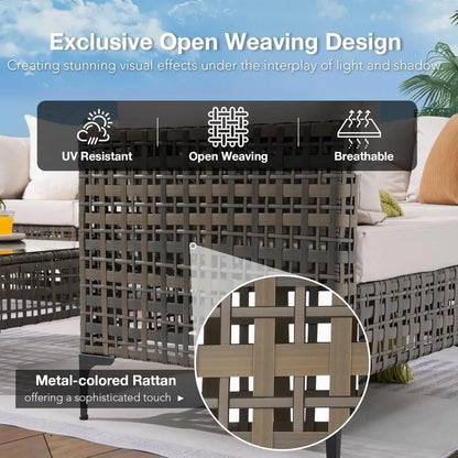 7 Piece Wicker Patio Furniture Set, Water Resistant