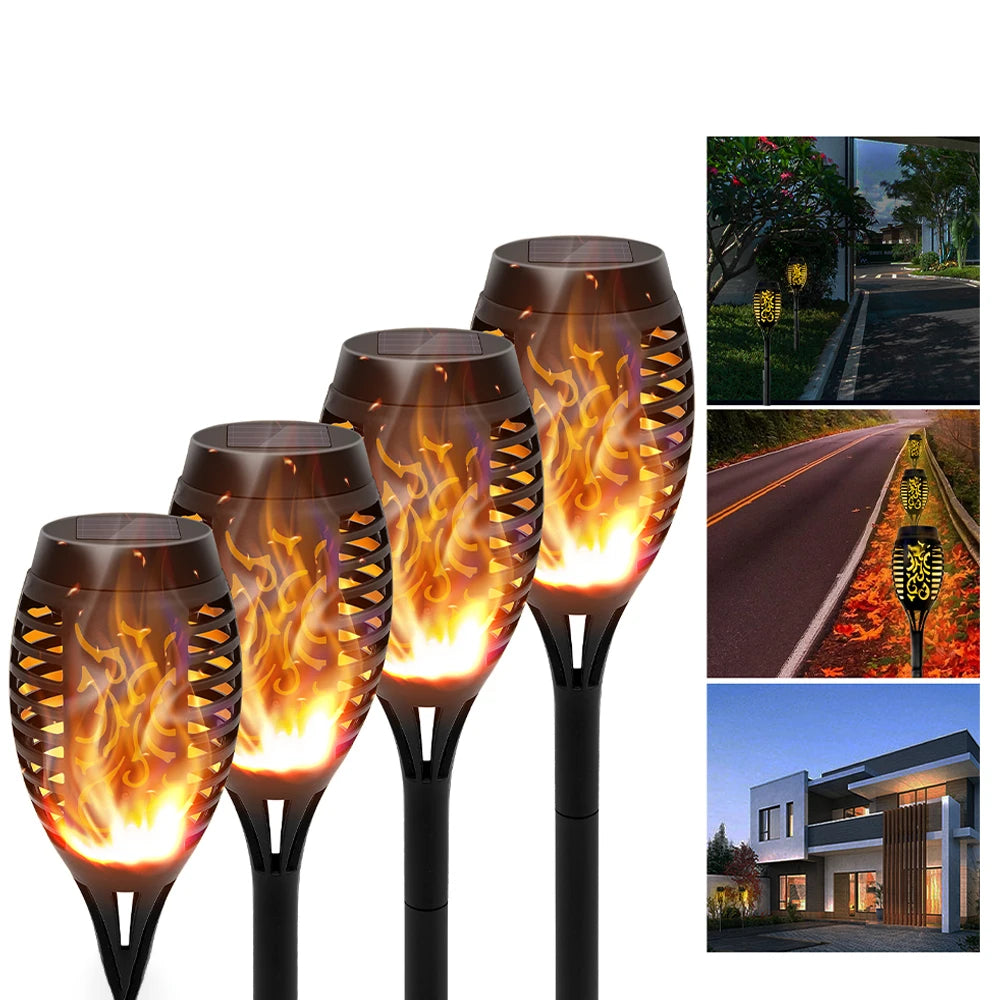 12 Piece Flickering Solar Flame Torch Light