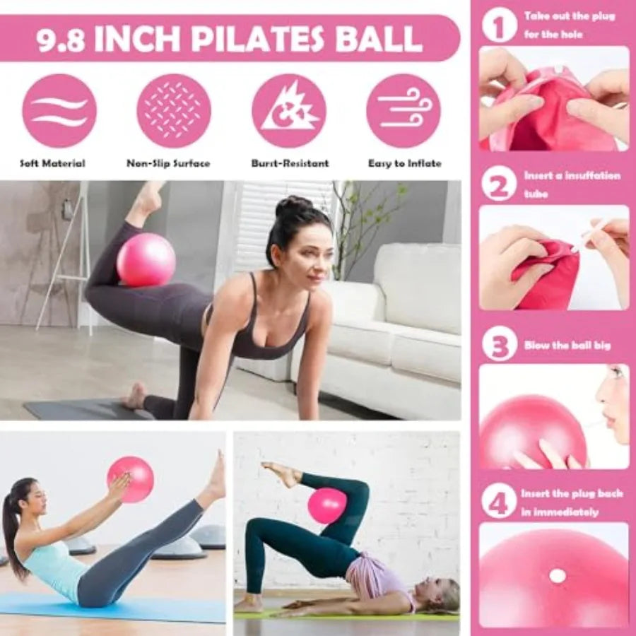 Pilates Ring Set with 14-Inch Magic Circle, Exercise Ball and 6 Resistance Bands