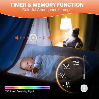 Travel White Noise Sound Machine with Colorful Light