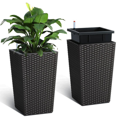 16inch/22.5inch Tall Rattan Planter Set of 2