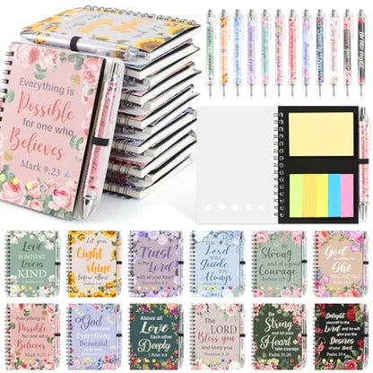 48 Pcs/24 Set Christian Prayer Journal Spiral Notebooks with Pens