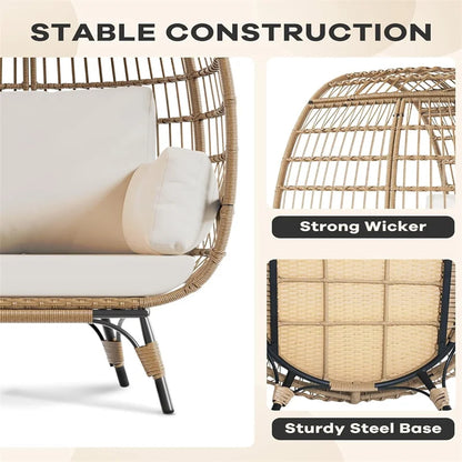 Oversized Egg Chair for Outdoor with Cushions & Steel Frame