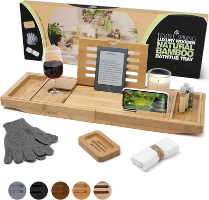 Bamboo Bathtub Tray with Extendable Design