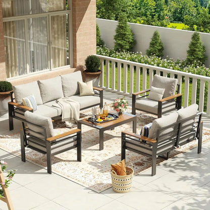Aluminum Patio Furniture Set 7 Seats, Oversized Outdoor Sectional