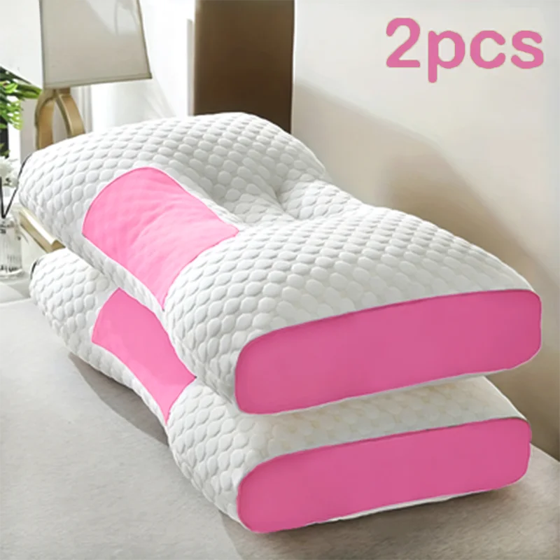 2pcs Massage Neck Pillows Adjustable Ergonomic Orthopedic Contour Support