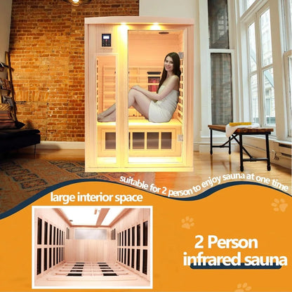 2 Person Infrared Sauna Room for Home with Chromotherapy & Bluetooth Speaker