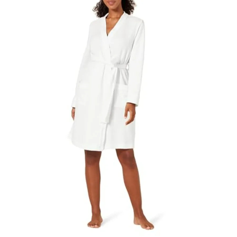 Women's Lightweight Waffle Bath Robe with Pockets