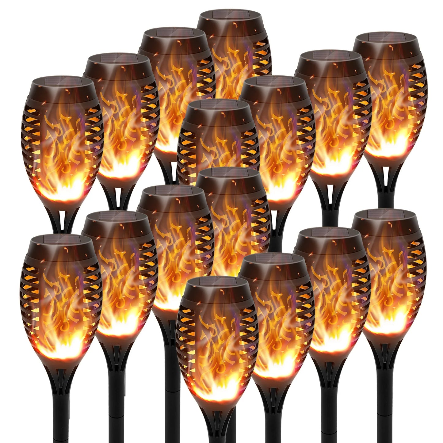 12 Piece Flickering Solar Flame Torch Light