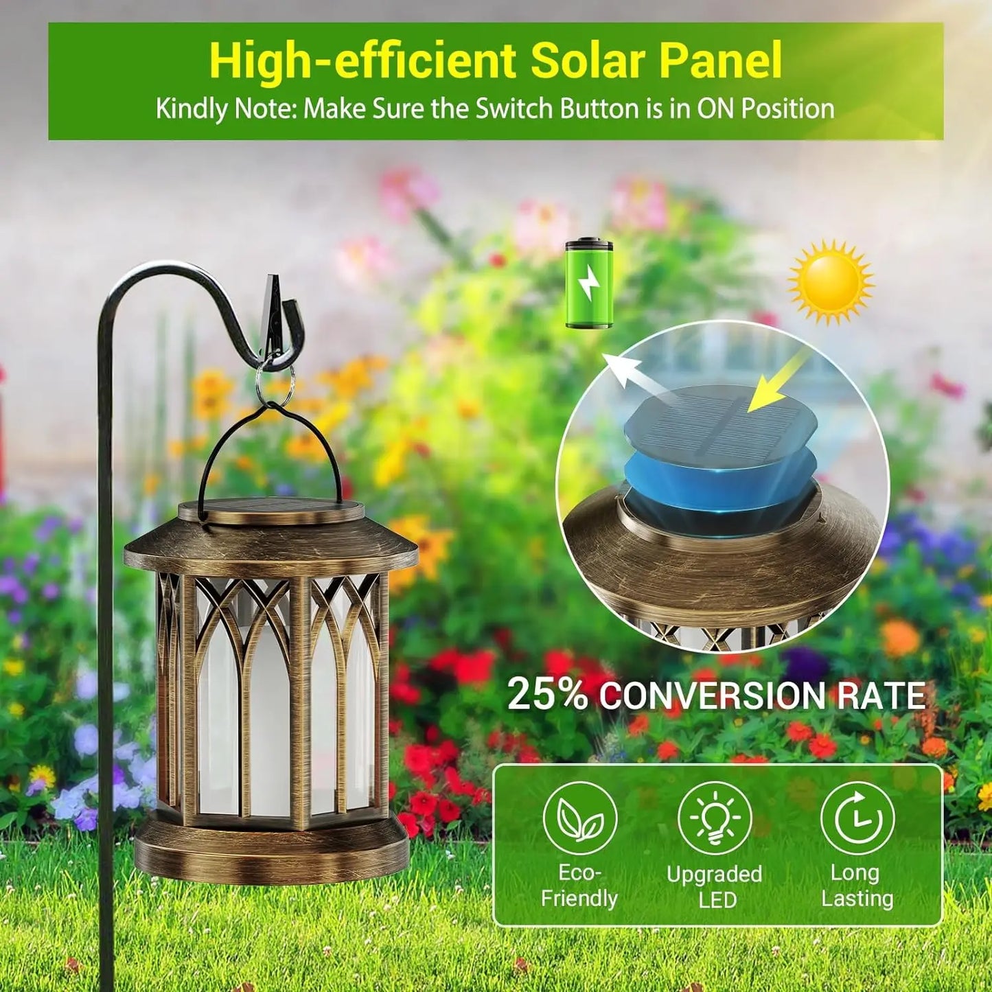 2 Pack Upgraded Flickering Flame Solar Lanterns