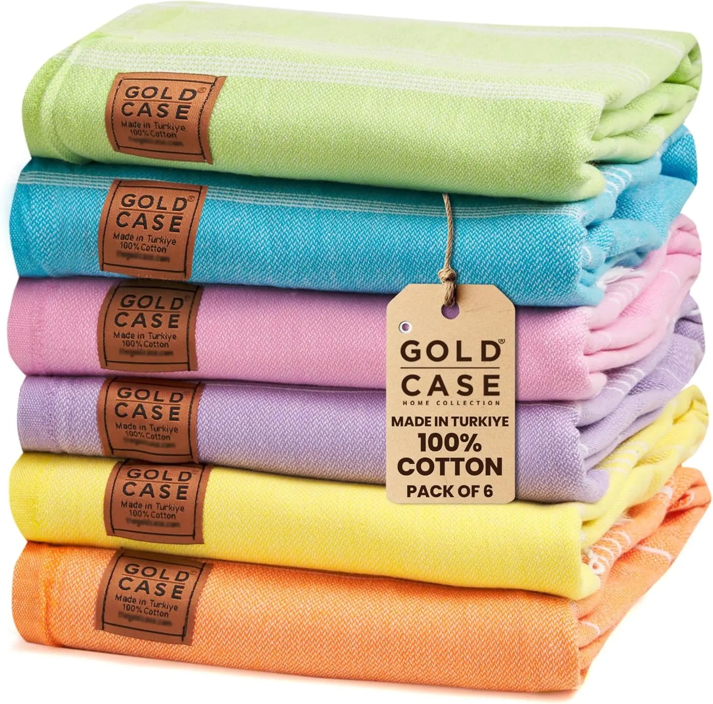 Set of 6 Turkish Beach Towels - Quick Dry, Sand Free