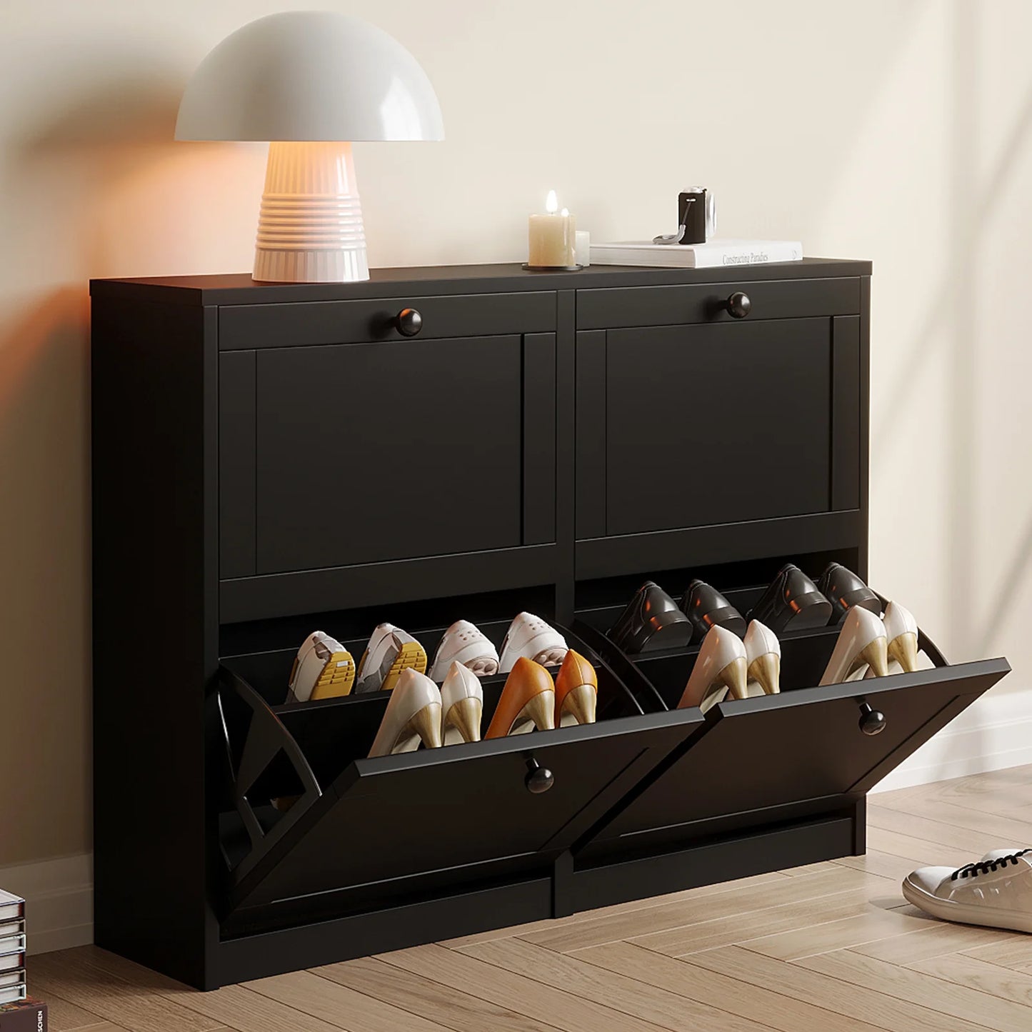 Shoe Cabinet with Flip Drawers