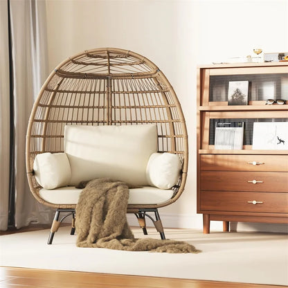 Oversized Egg Chair for Outdoor with Cushions & Steel Frame