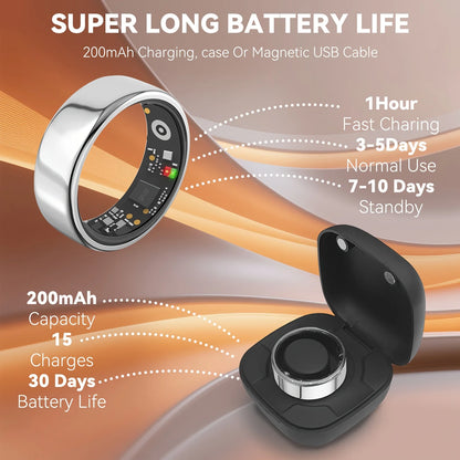 Smart Ring Heart Rate Blood Pressure Sleep Monitoring Motion Tracking