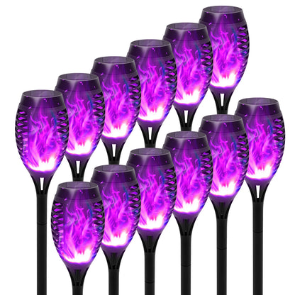 12 Piece Flickering Solar Flame Torch Light