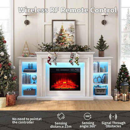 72" LED Lights Electric Fireplace with Mantel