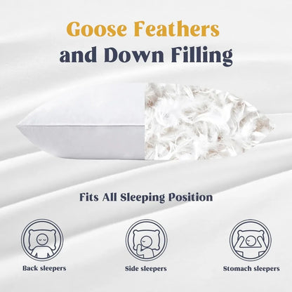 Puredown® Goose Feathers and Down White Pillows Set Of 2