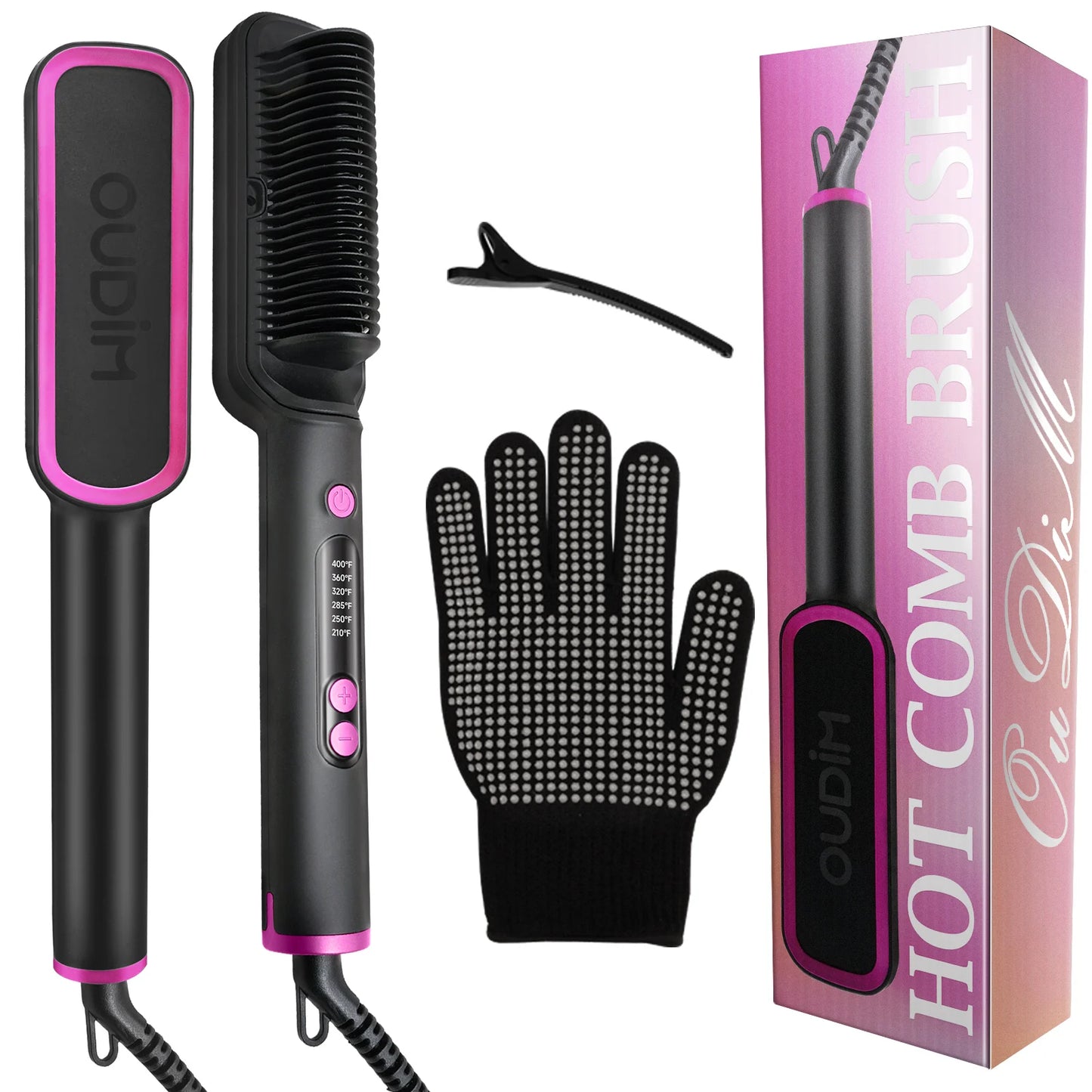 Hair Straightener Brush with Six Temperature Settings