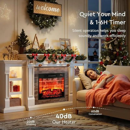70' Electric Fireplace with Mantel And Cabinets