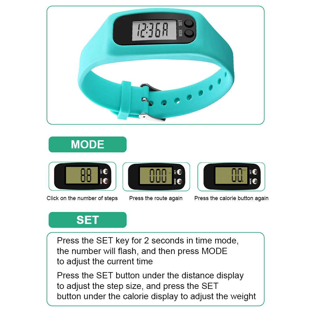LED Bracelet Walking Running Pedometer