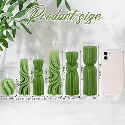 Modern Aesthetic Ribbed Decorative Pillar Candle