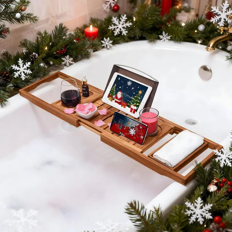 Teak Bathtub Caddy Tray Bath Tray for Tub