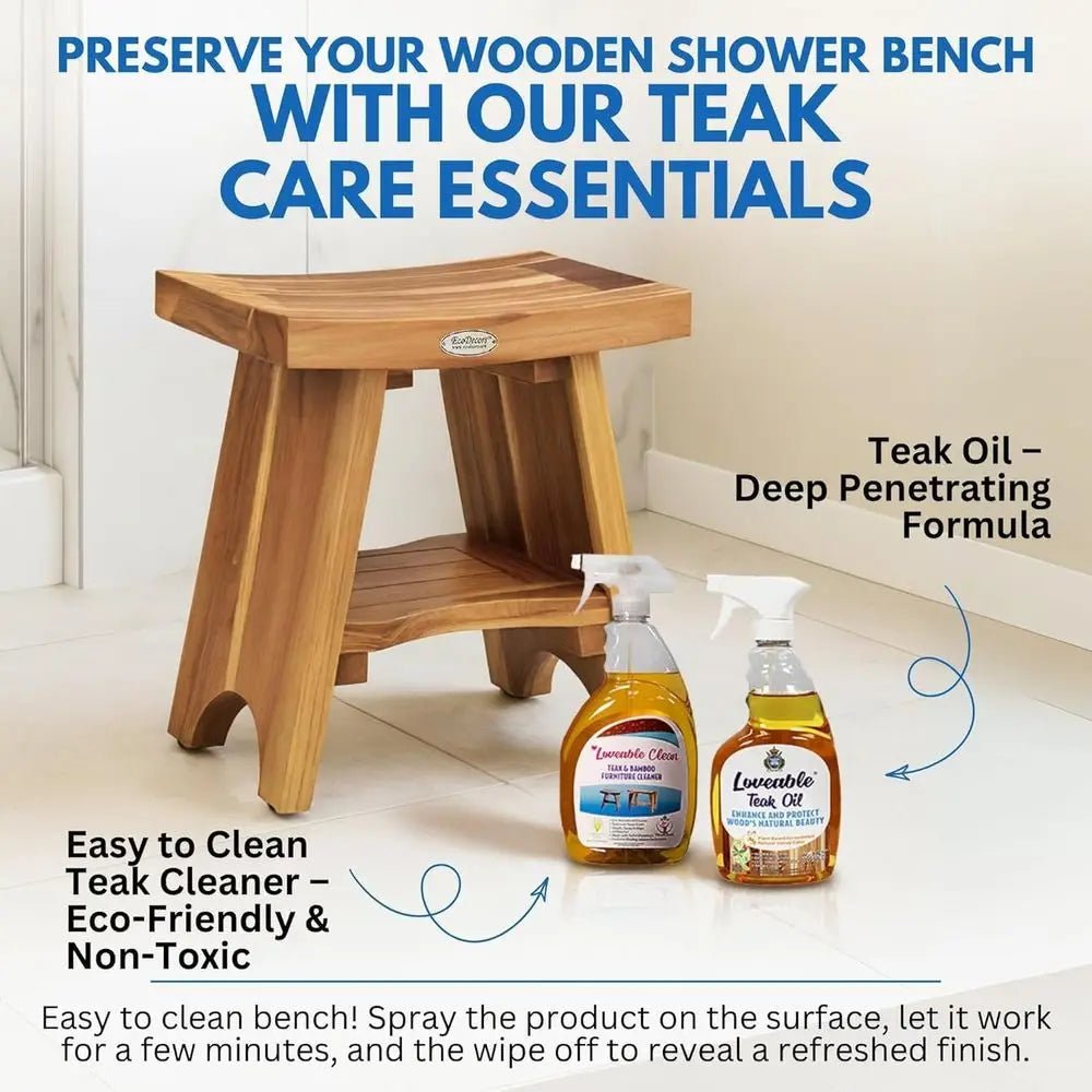 18 Teak Shower Bench With Shelf