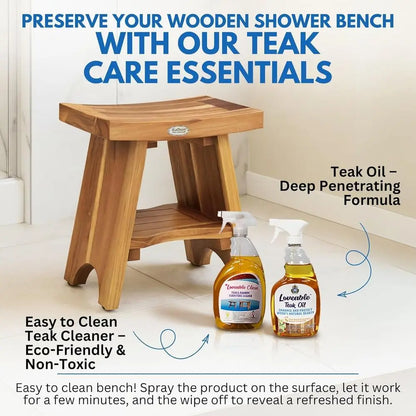 18 Teak Shower Bench With Shelf