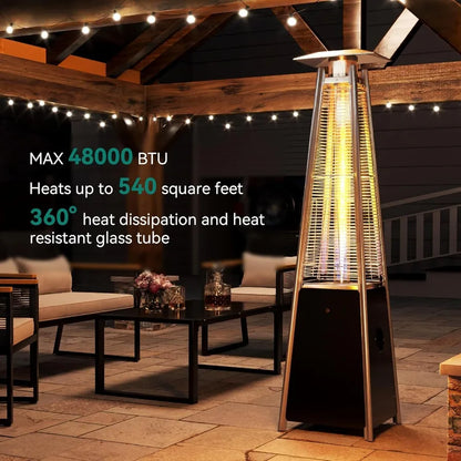 48 000 Btu Outdoor Pyramid Patio Heater with Quartz Glass Tube