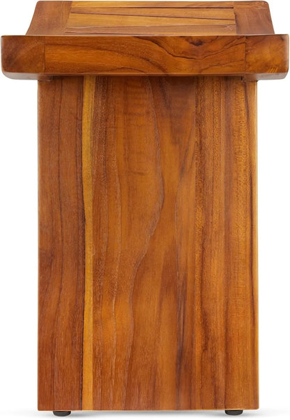 Water Resistant Teak Shower Stool with Shelf