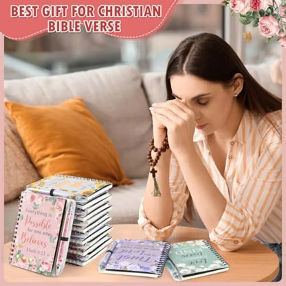 48 Pcs/24 Set Christian Prayer Journal Spiral Notebooks with Pens