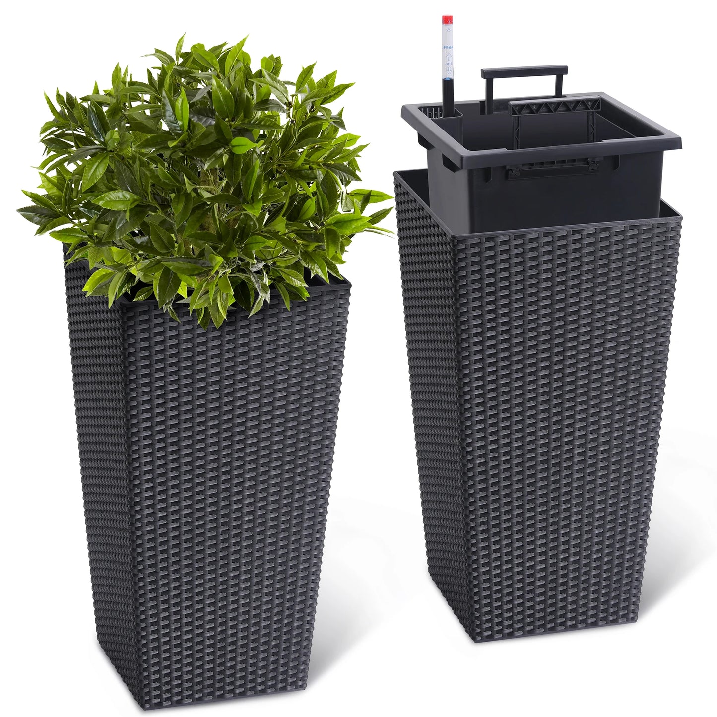 16inch/22.5inch Tall Rattan Planter Set of 2