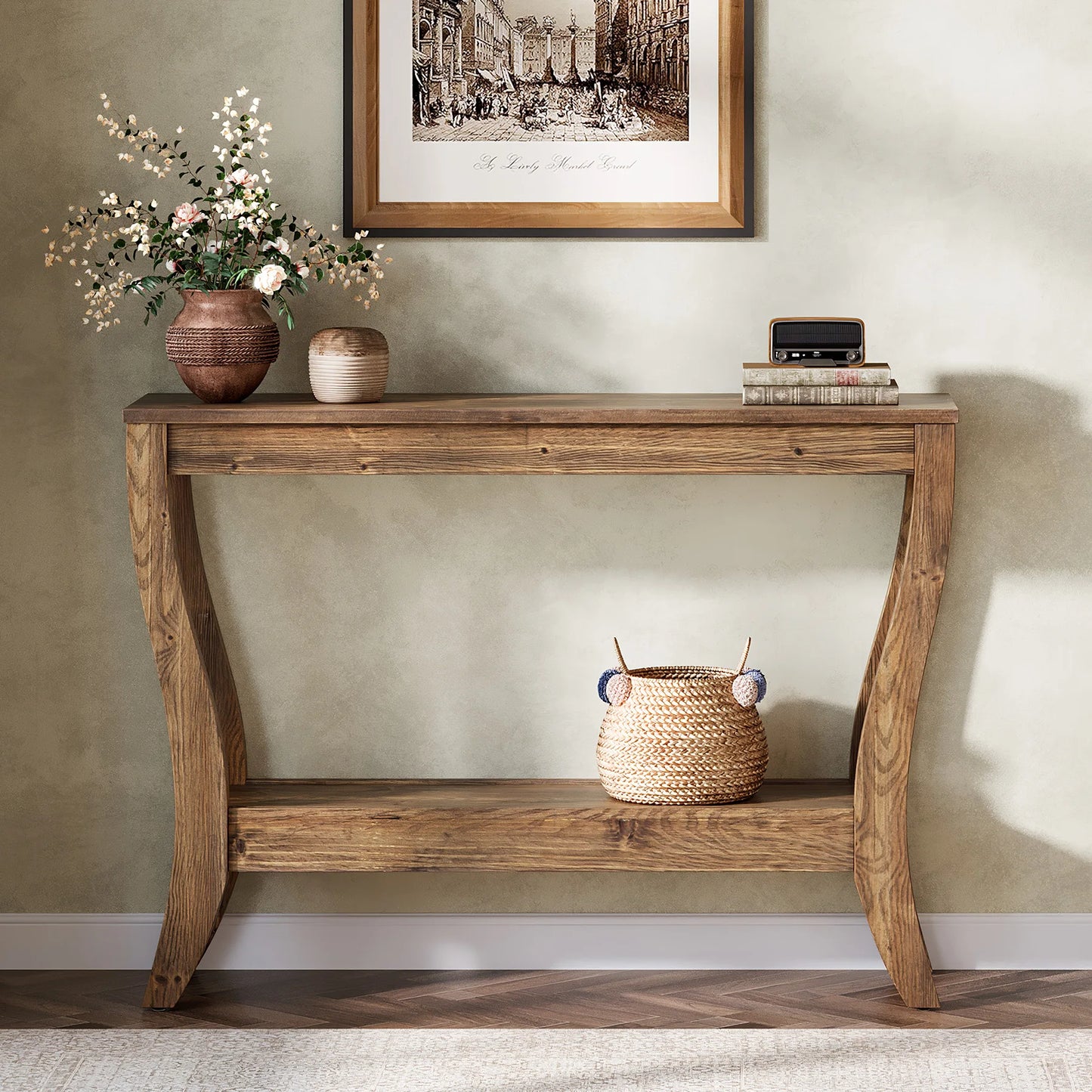 Solid Wood Console Table 41.3-Inch