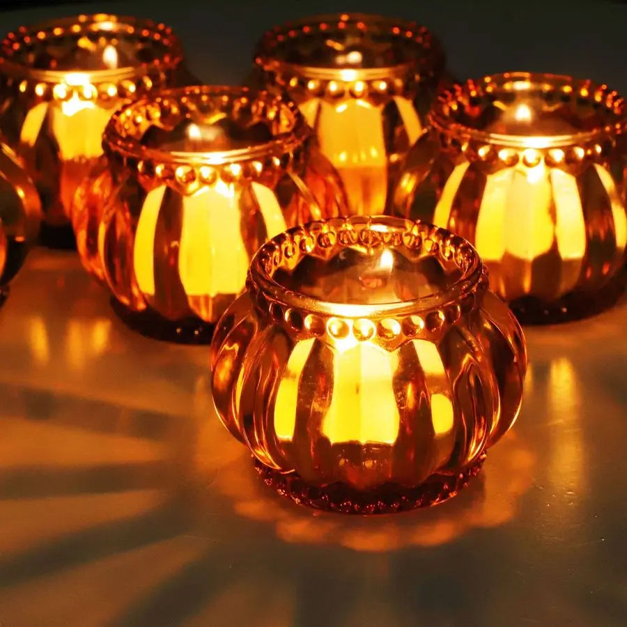 12pcs Amber Tealight Candle Holder