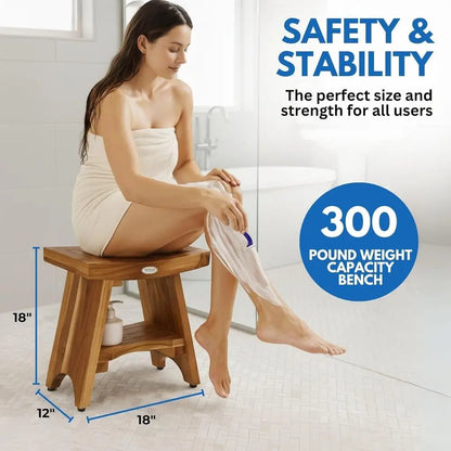 18 Teak Shower Bench With Shelf