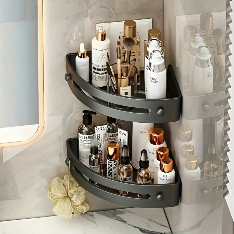 Wall Mounted Corner Bathroom Shampoo Towel Holder