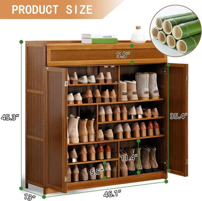 8-Tier Shoe Cabinet with Doors