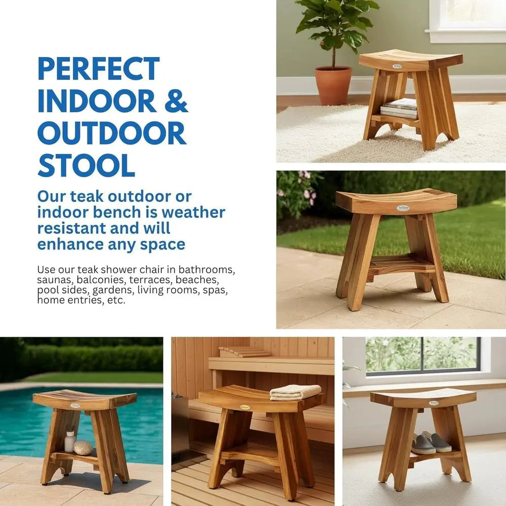 18 Teak Shower Bench With Shelf