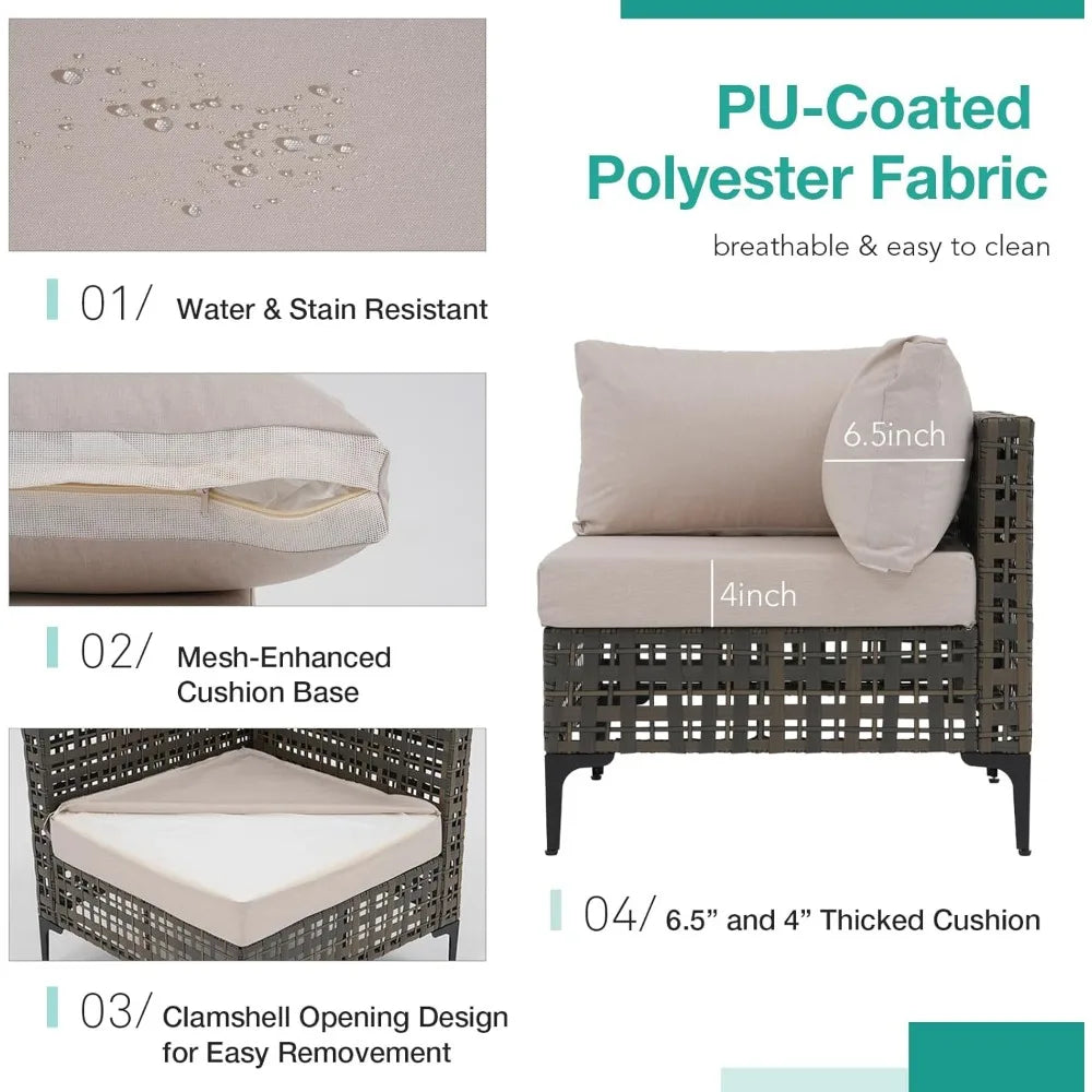 7 Piece Wicker Patio Furniture Set, Water Resistant