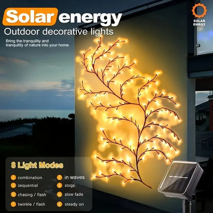 1pcs Solar Willow Vine Light 72/96 LED 8 Modes Waterproof