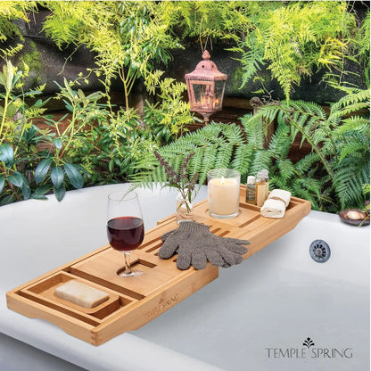 Bamboo Bathtub Tray with Extendable Design