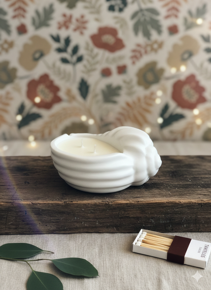 Jesmonite Seashell Candle | Luxury Coastal Home Accent
