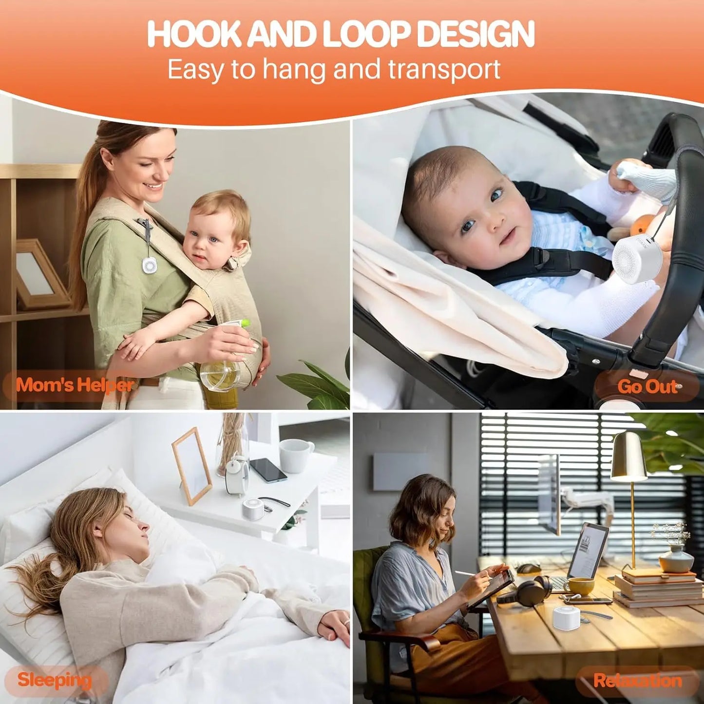 Travel White Noise Sound Machine with Colorful Light