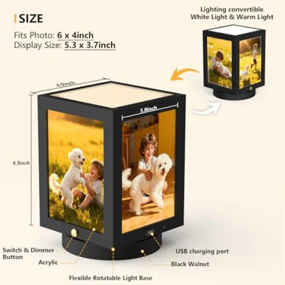 4x6 Picture Frame Light, Vintage Rotating Photo Frame