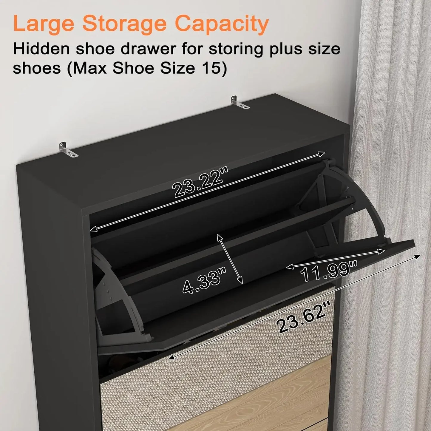 Shoe Storage Cabinet with Full Length Mirror