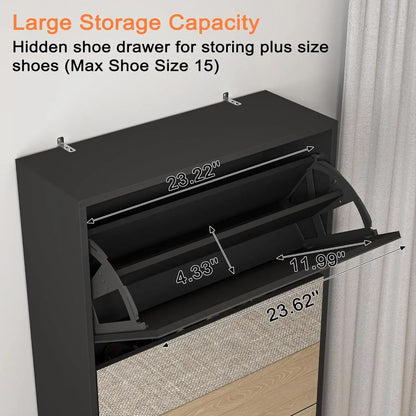 Shoe Storage Cabinet with Full Length Mirror