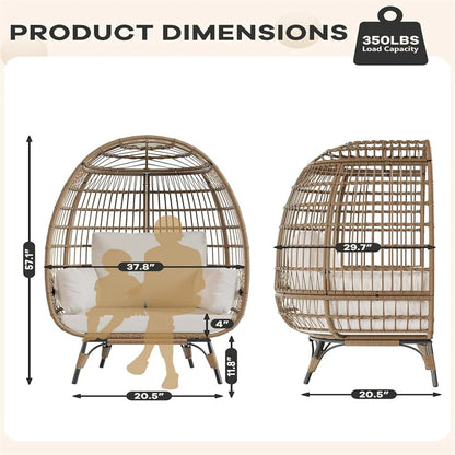 Oversized Egg Chair for Outdoor with Cushions & Steel Frame