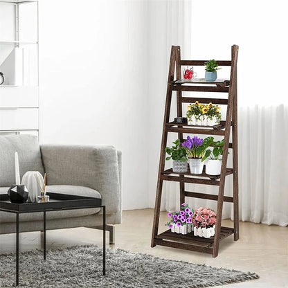 Folding 4 Tier Ladder Shelf
