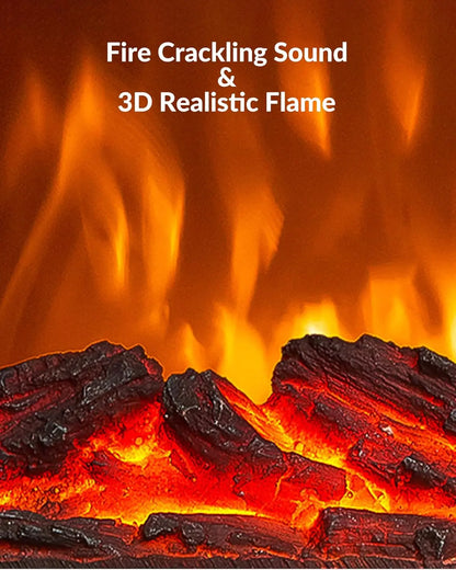 Electric Fireplace Heater with Realistic Flame & Sound
