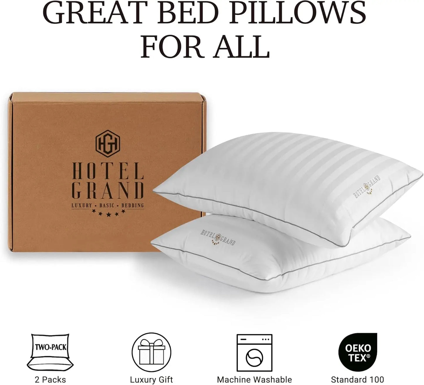King Size Feather Down Pillows Set of 2,